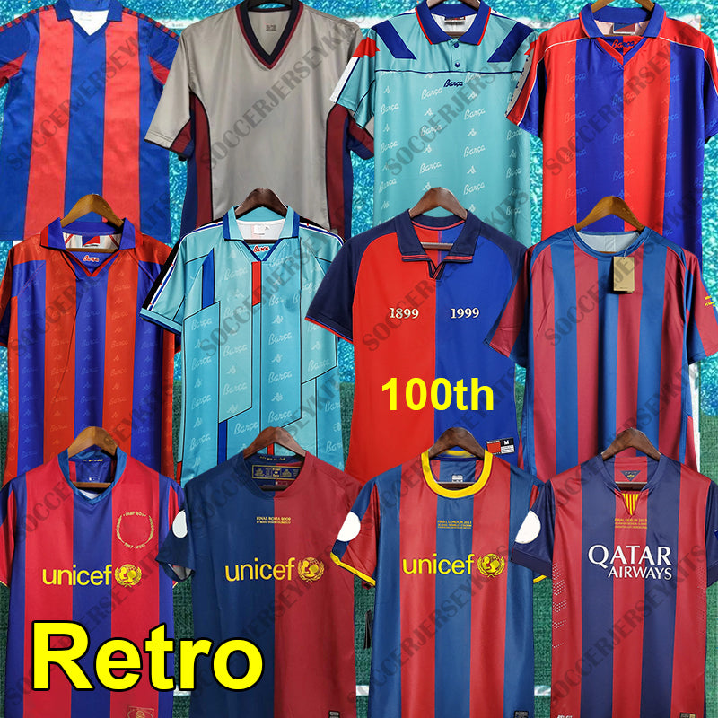 Retro soccer jerseys kit 96 97 07 08 09 10 11 XAVI RONALDINHO RIVALDO GUARDIOLA Iniesta HENRY finals classic 1899 1999 retro football shirts uniform
