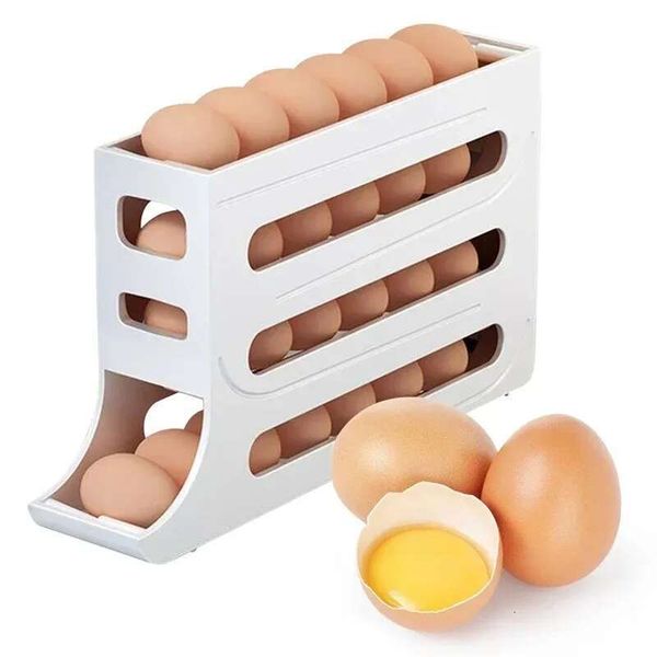 4 Box Tier for Refrigerator Rolg Egg Holder Fridge Organizer Food Storage Container