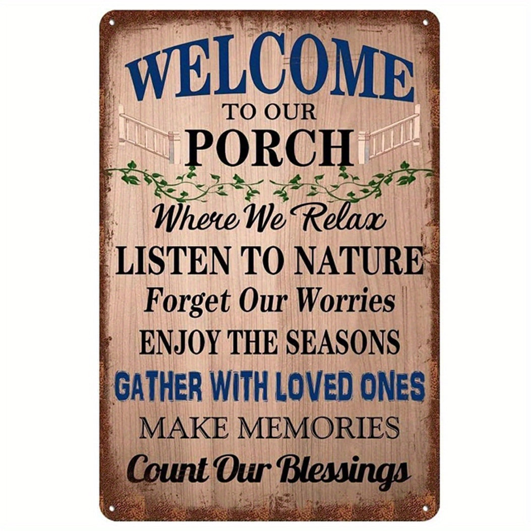 TEMU 1pc Welcome Porch Quote Vintage Themed 8×12 Inch Aluminum Sign Wall Decor For Home Decor Enthusiasts & Porch Decor Lovers
