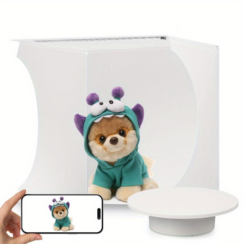 TEMU Mini Photo Box, Photo Shooting Tent Kit, 2pcs Or 3pcs Set Portable Folding Photography Light Tent Electric Turntable And Stand Set Jewelry