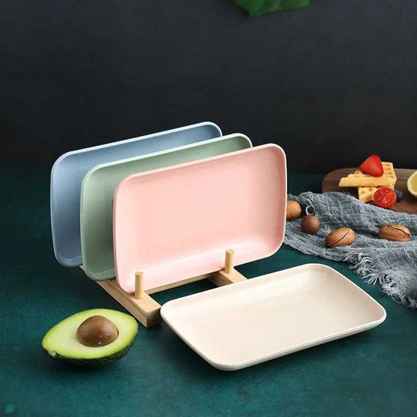 Creative Wheat Straw Rectangular Plate Melamine Healthy Tableware Utensils Dessert Sushi Pasta Plate Dishes Kitchen CookingXJ241209
