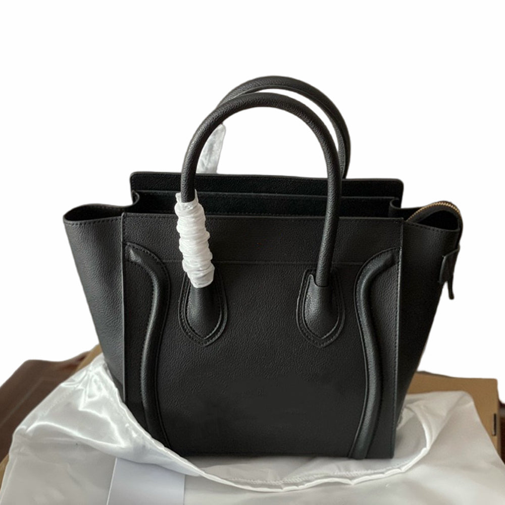 LUGGAGE MICRO 27x27x15cm Genuine Cowhide Bag Litchi Grain Leather Handbag Lady Bags Two Handles Tote Hand Bags Big Capacity Pack CPS