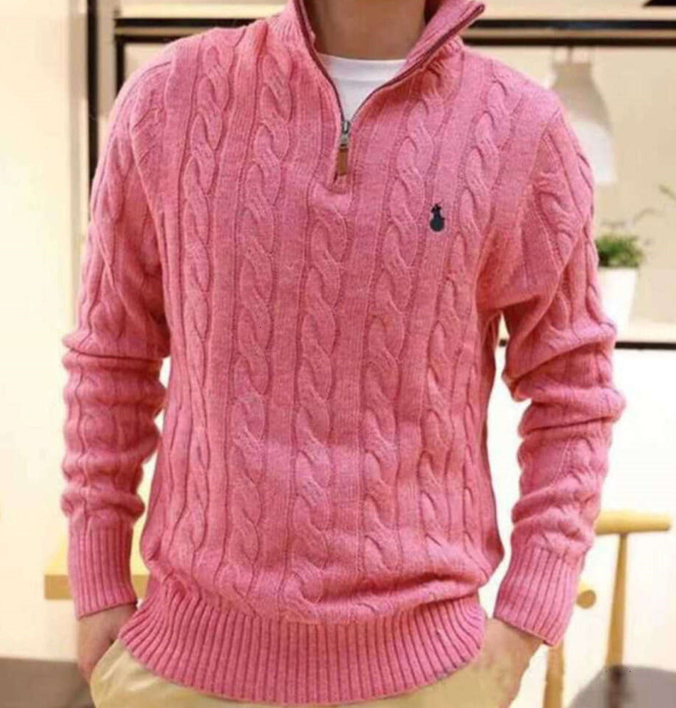 Mens Thick Sweater Designer Polo Half Zipper Hoodie Long Sleeve Knitted Horse Twist High Collar Men Woman Laurens Embroidery DSC