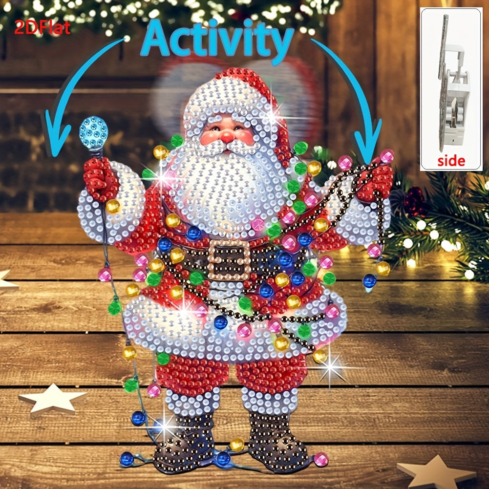 TEMU Diy Diamond Painting Kit For 2d , Featuring A Fun Bobblehead Santa Claus Made Of Acrylic, Desktop Decoration And As A Gift For Christmas.