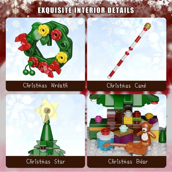 Blocks Blocks Christmas Tree Building Block Set Penguin Snowman Brick Model with LED Lighting Christmas Nutcracker Building Toy Christmas Gi