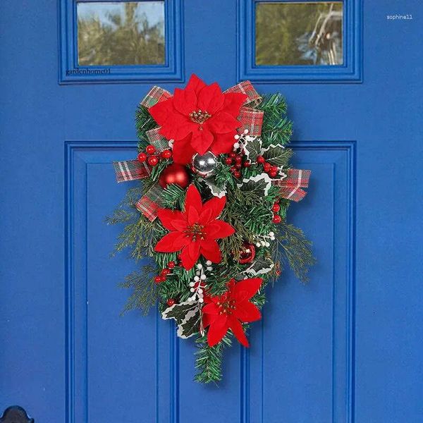 1Pc Decorative wers Creative Christmas Holiday Wreaths Upside Down Trees Parties Year Curtains Outside Windows 0717