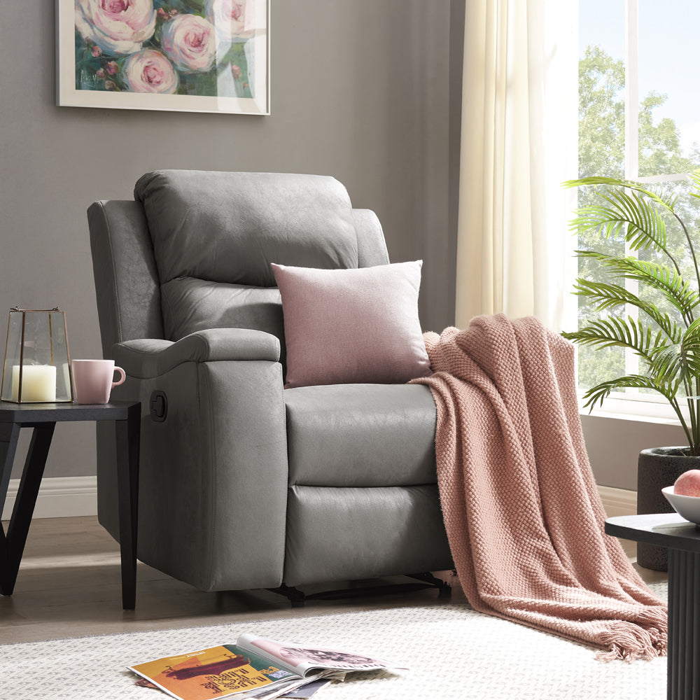 Collins Sofa Suite Armchair Manual Recliner Grey Air Leather