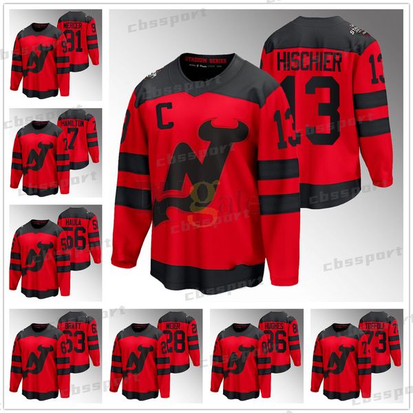 New Jersey Jack Hughes Devil 2024 Stadium Series Hockey Jersey Nico Hischier Dougie Hamilton Luke Hughes Dawson Mercer Ondrej Palat Jesper B