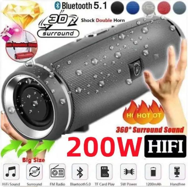 New 200W Wireless Speaker Portable IPX7 Waterproof Outdoor Subwoofer Stereo Surround Speakers FM Ra TF Bo Box Z241029