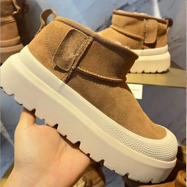 Round Head Thick Soled Snow Women 2024 Winter New Fleece Low-Top Short Boots Waterproof Non-Slip Warm Cotton Shoes