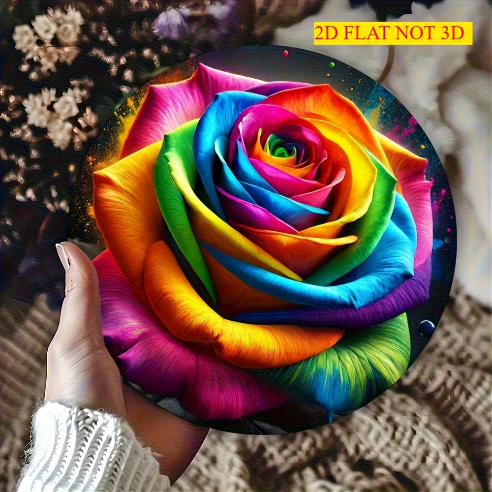 TEMU 2d Flat - 1pc Vibrant Rainbow Wall Art - 8x8 Inch, Colorful , 2d Flat Design, Ideal For Home Decor And Gifts For Art Lovers, Wall Decor