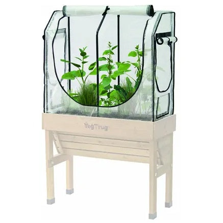 VegTrug Small Wall Hugger Raised Planter, Greenhouse Frame and Multi-Cover Set In Clear