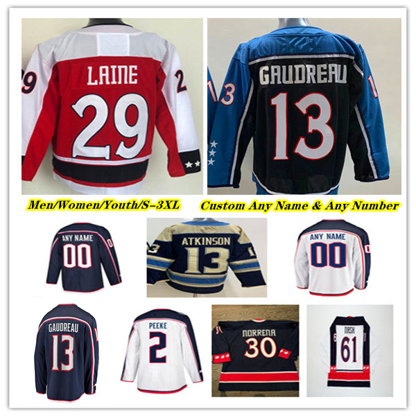Johnny Gaudreau Columbus Hockey Jersey Patrik Laine Zach Werenski Adam Fantilli Kirill Marchenko Ivan Provorov Dmitri Voronkov Erik Gudbranson Justi