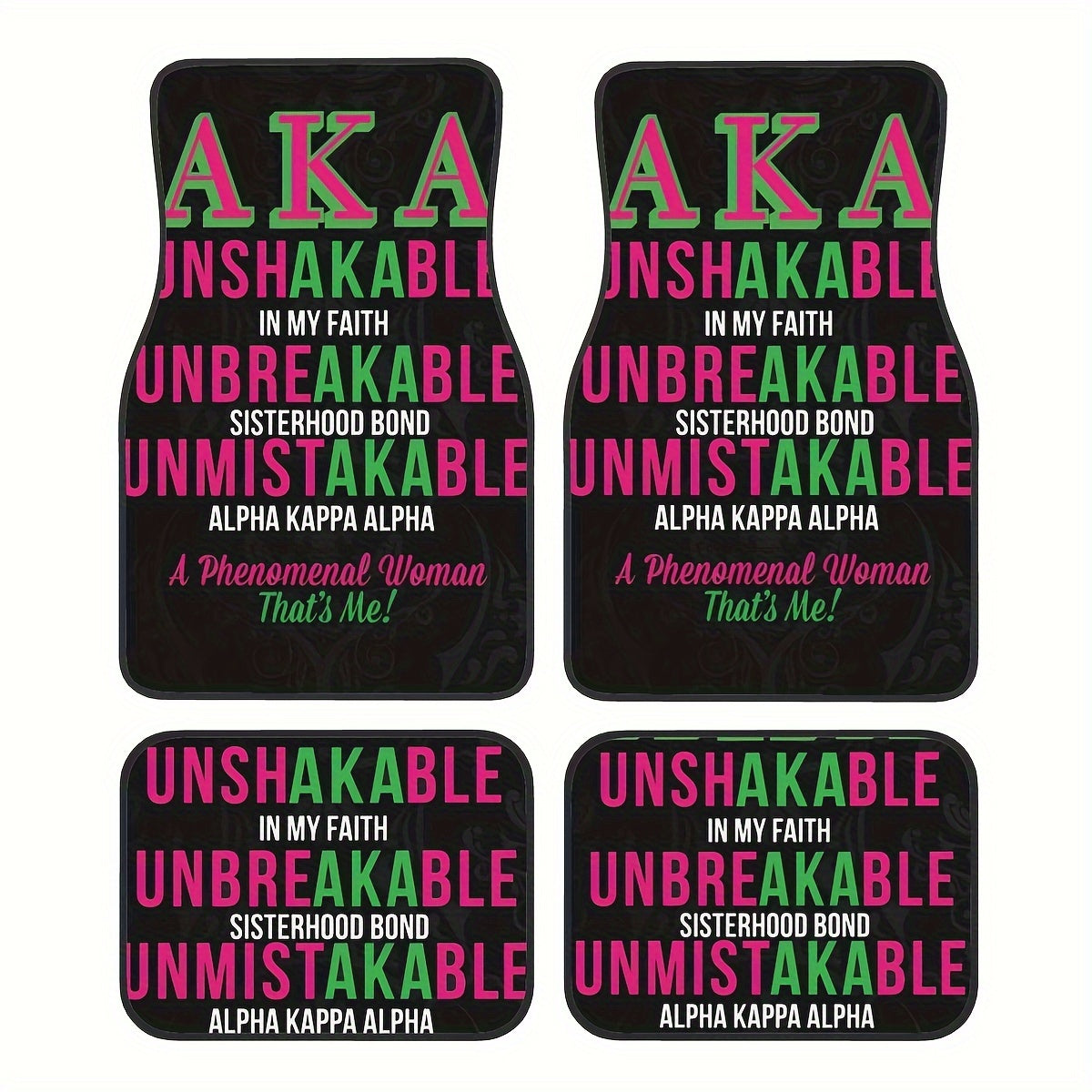 TEMU 4pcs Universal Fit Alpha Kappa Alpha Fraternity Car Floor Mats, Synthetic Rubber Non-slip Waterproof Vehicle Floor Mats, Easy To Clean Interior
