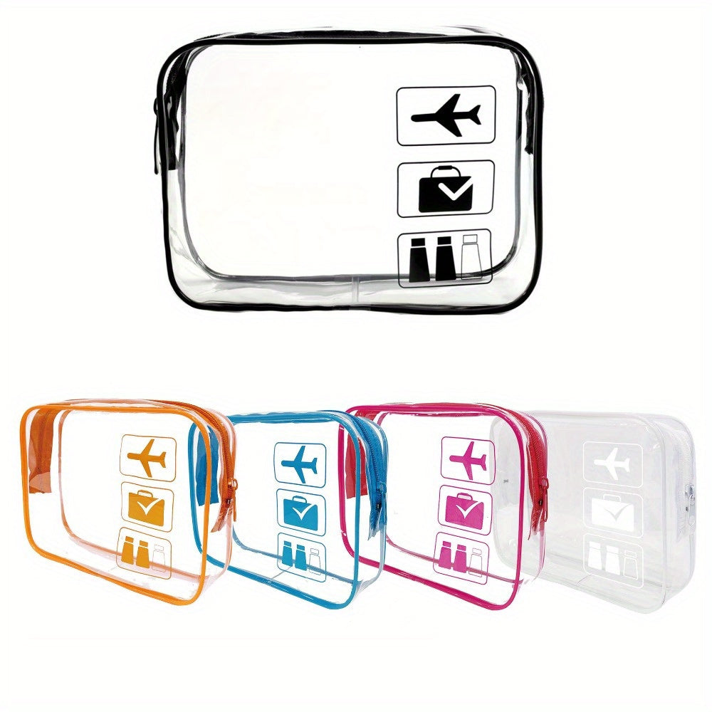 TEMU 5pcs Transparent Pvc Makeup Bags, Wash Bags, Travel Storage Bags, Handbags, Cosmetics Zippers, Toiletries