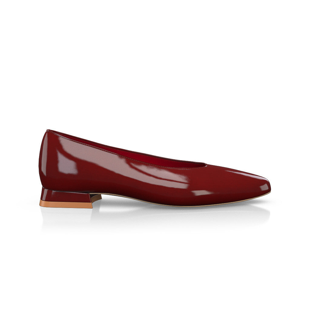 Ballerines pointues Chaussures plates Femme Faites main en Italie en Cuir verni Bordeaux Rouge - Sur Mesure, Petit, Enfiler - GIROTTI