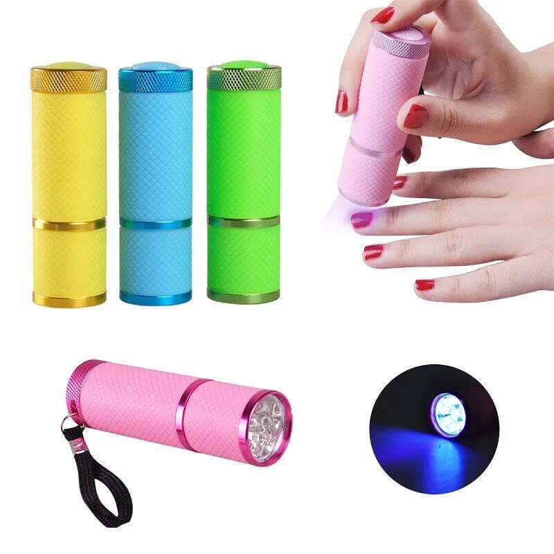 Biutee Mini 9 LED Flashlight Gel Adhesive Glue Curing Lamp Light Handheld Dryer UV Flashlights Nail Tool X250710