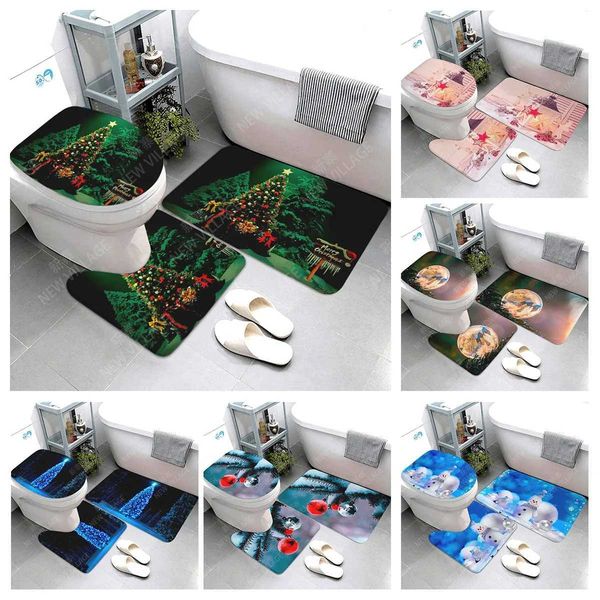 home bathroom floor mats Christmas animals Bath Foot mat modern bathroom accessories rug Toilet mat Bathtub anti-slip carpet Y240816