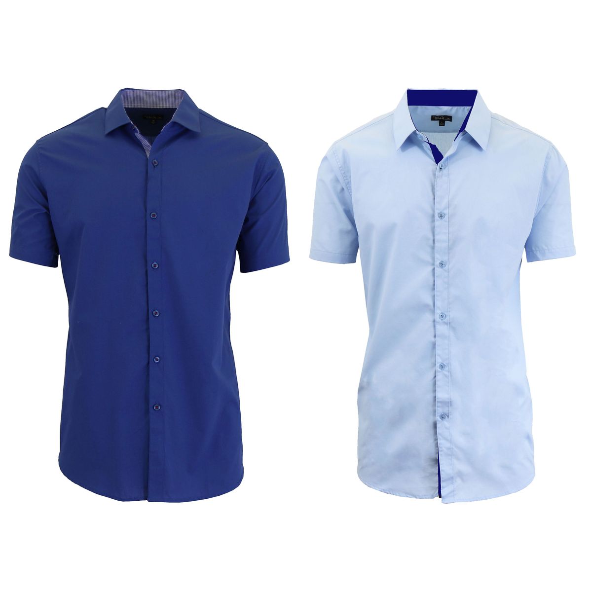 Men's Short Sleeve Dress Shirt (2-Pack) - Navy & Light Blue - 3X-Large