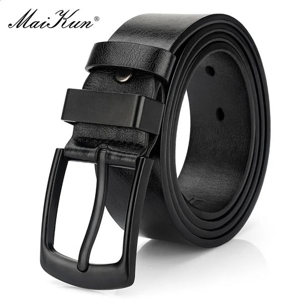 Maikun Mens Vintage Casual Belt Black Pin Buckle Student Versatile Leather Wide 241116