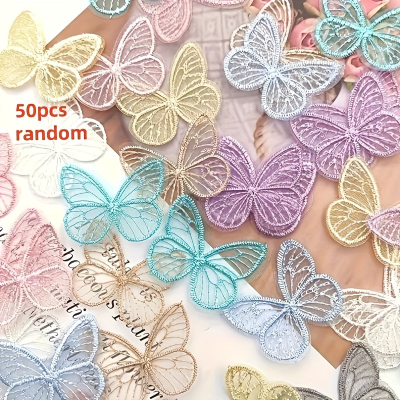 TEMU 50pcs Lace Stickers, Fabric Embroidery Lace Sewing Craft Gown, Decorative Decal Patch Suitable For Bridal Hair Decorative Dress Decoration