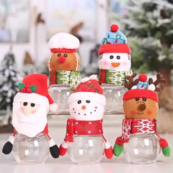 Plastic Jar Christmas Theme Small Gift Bags Candy Box Crafts Home Party Decorations Sep01