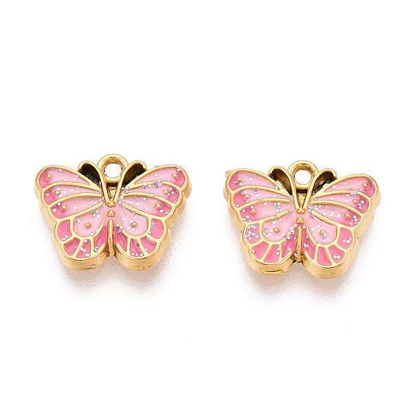 Ciondoli in acciaio inossidabile 304 e polvere glitterata smaltata