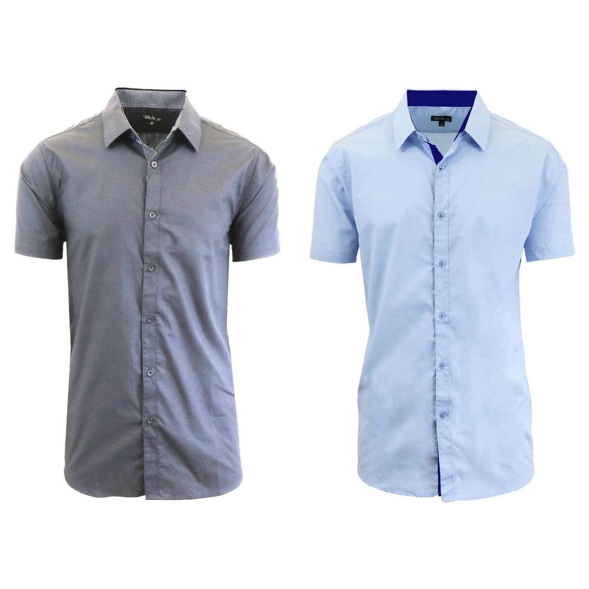 Men's Short Sleeve Dress Shirt (2-Pack) - Grey & Light Blue - Medium