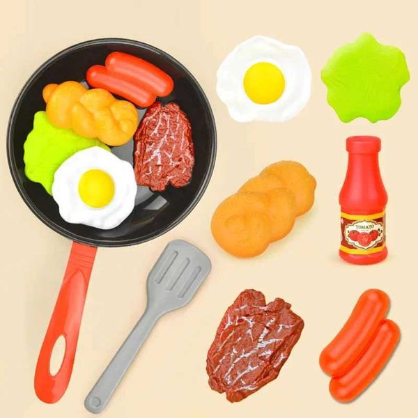 8 childrens kitchen food toys simulation cooking software game set pretend to play pot steak vegetable bread hot dog fried egg childrens gif