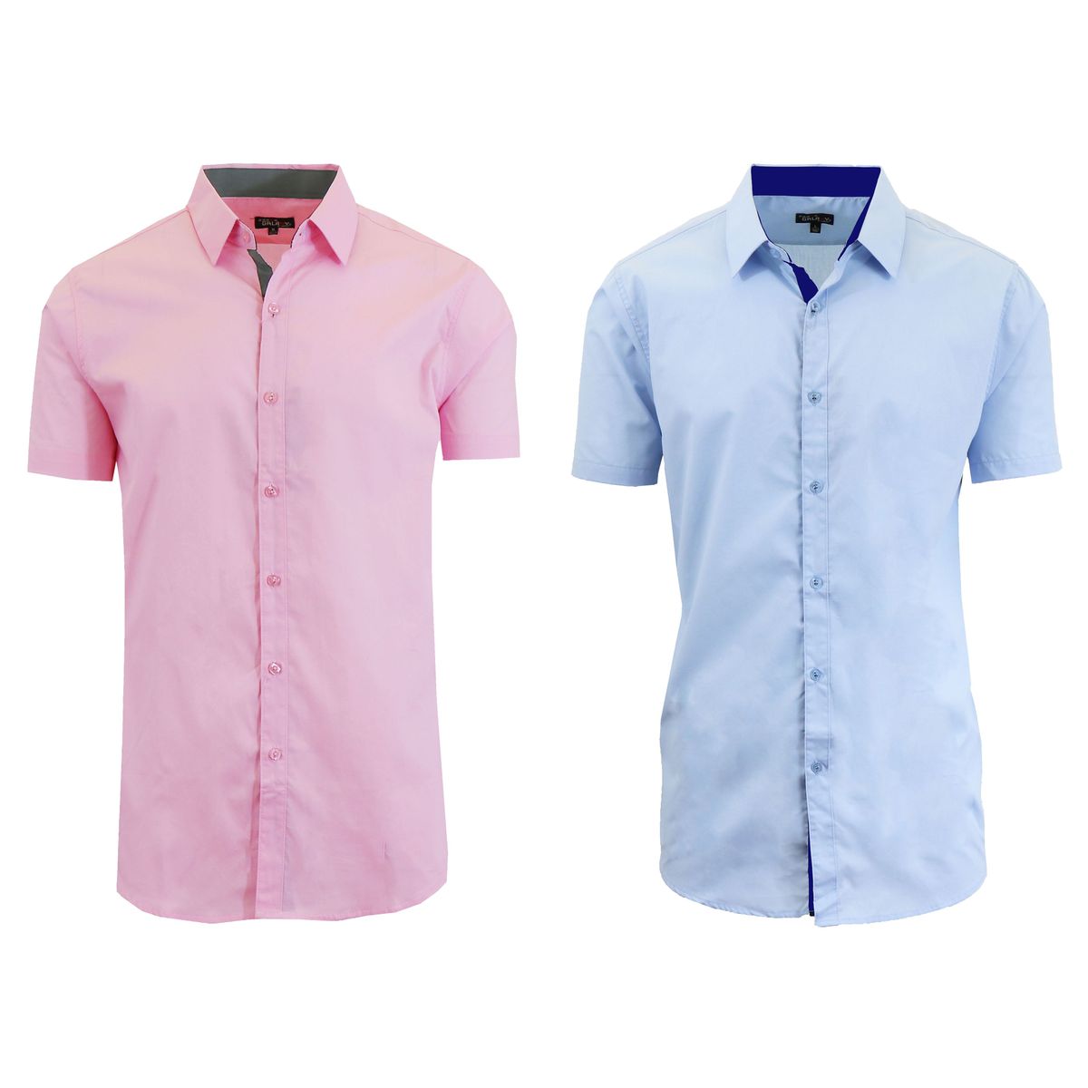 Men's Short Sleeve Dress Shirt (2-Pack) - Pink & Light Blue - X-Large