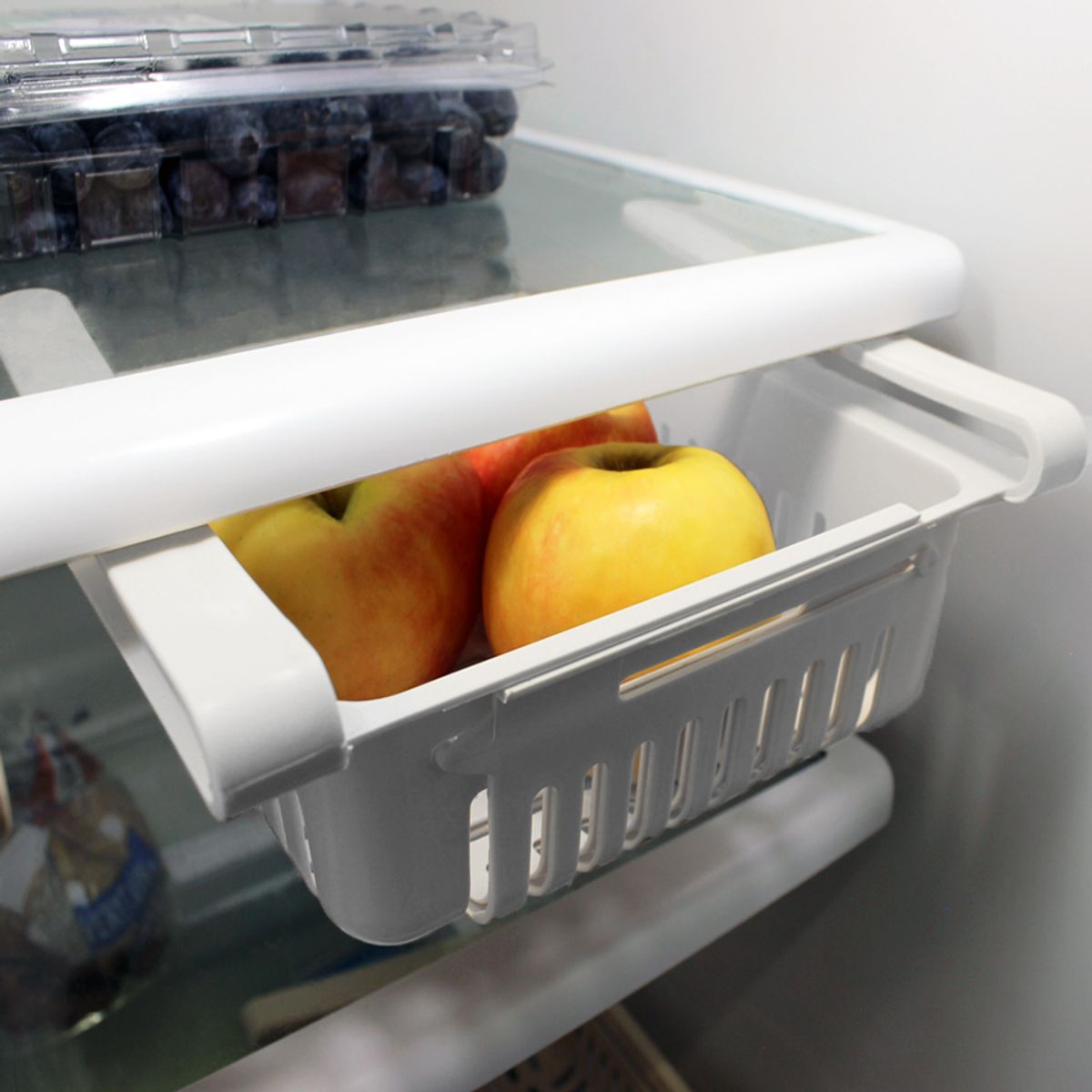 Adjustable Refrigerator Storage Drawer - White