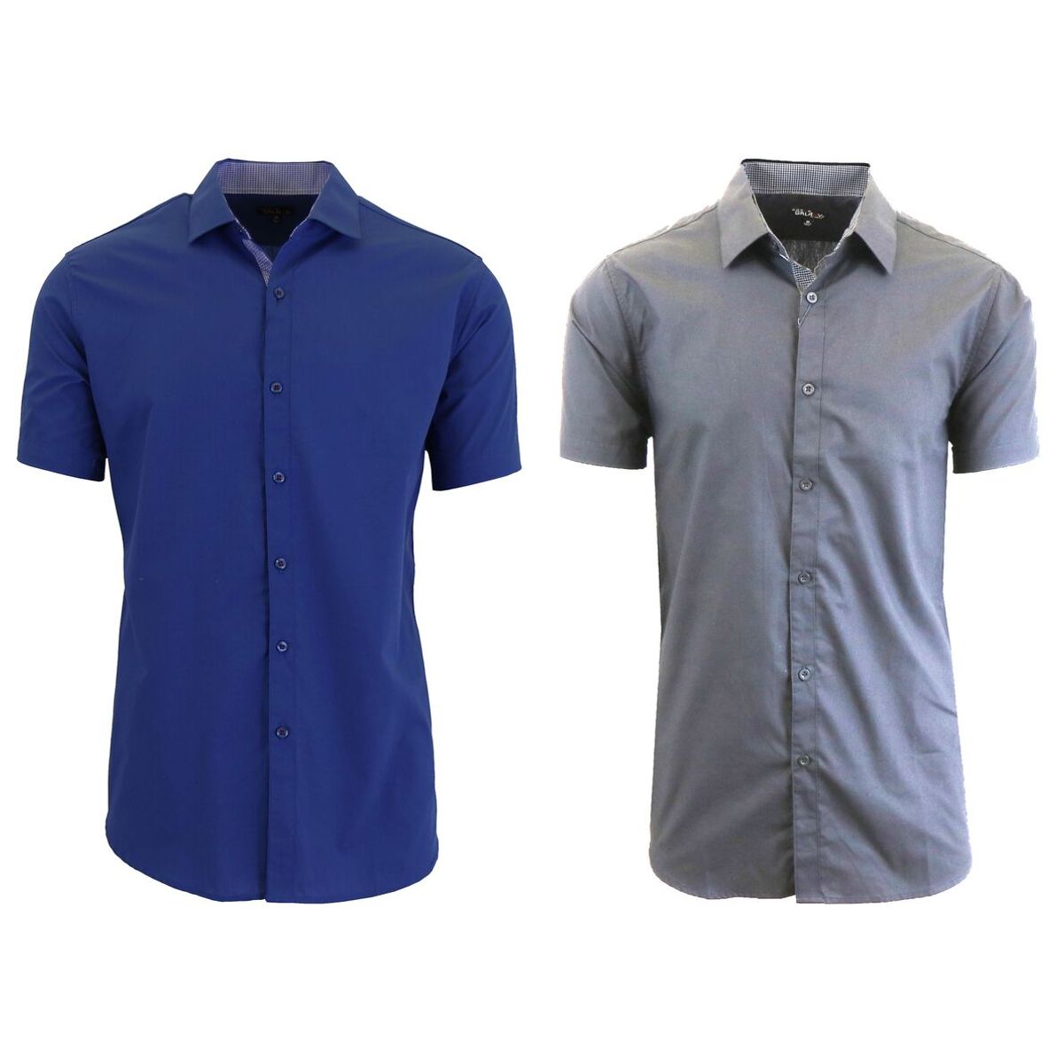Men's Short Sleeve Dress Shirt (2-Pack) - Navy & Grey - X-Large