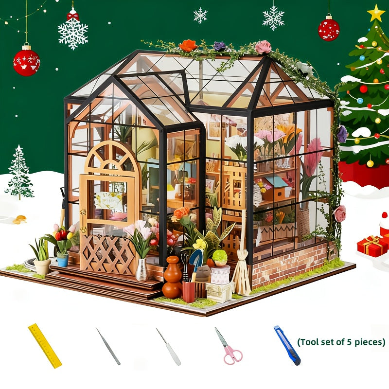 TEMU Miniature House Kit With 3d Assembly Model - Multi-room Dollhouse With , Trim & Pastel Colors, Pre-cut Parts & Tools Included For Easy Assembly,
