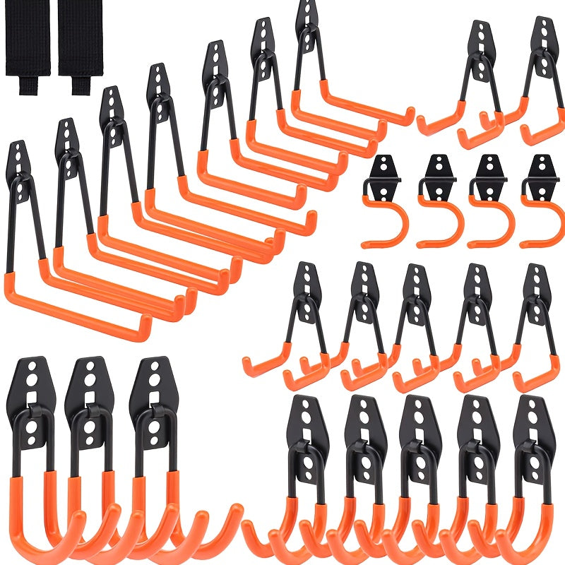 TEMU 28 Pack Garage Storage Hooks, Heavy Duty Wall Mounted Steel Hooks For Tools, Ladders, Garden Equipment, Bikes, Hoses,