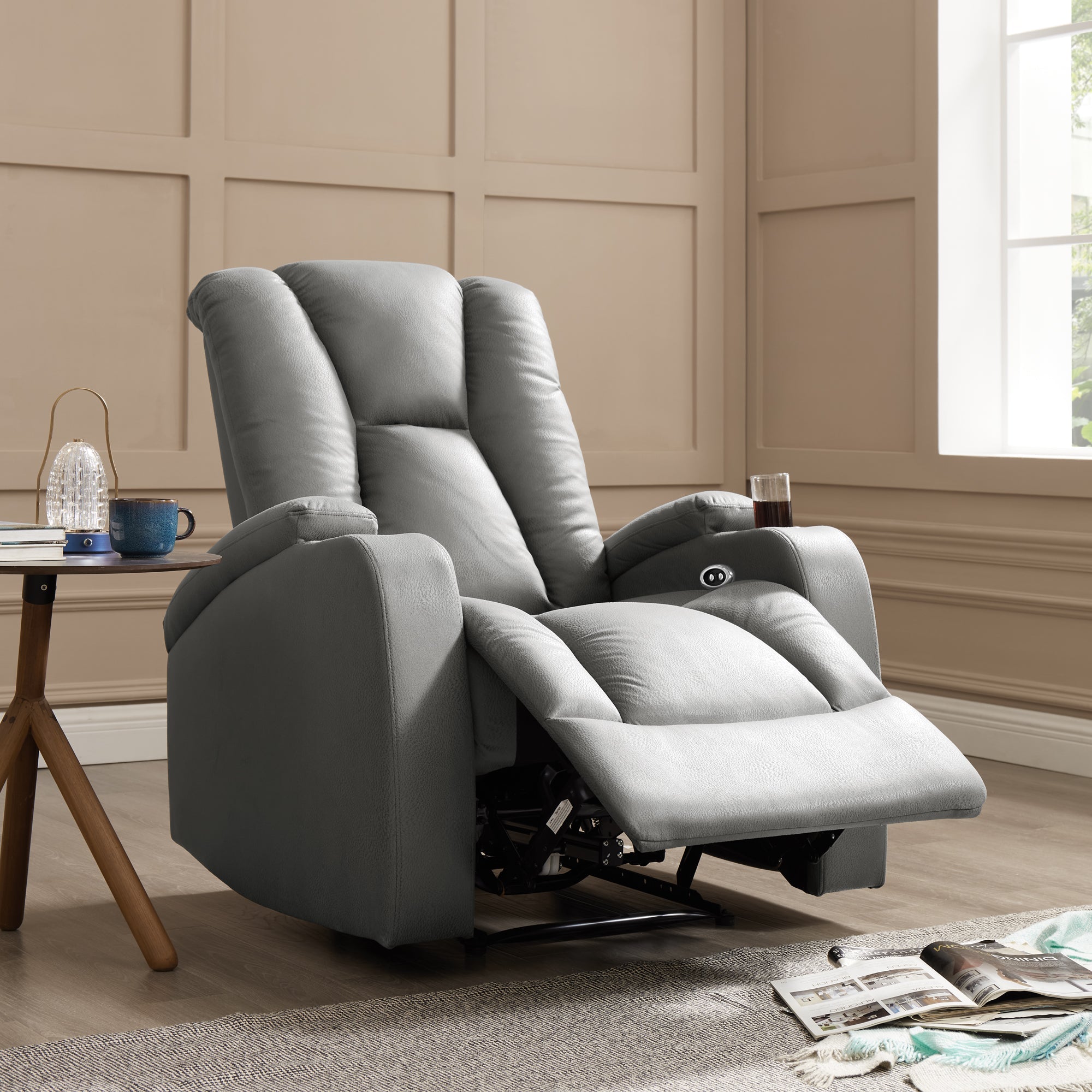 Hannah 1 Seater Electric Recliner Armchair, Dark Grey Air Leather