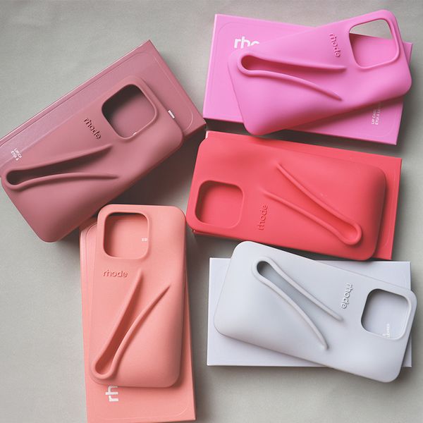 100PCS-Lot rhode phone Designer Portable Design Gloss Lipstick Lip Balm 3D Make-Up Silicone Phone Case for iPhone pro max 16 plus 15 14 13 1