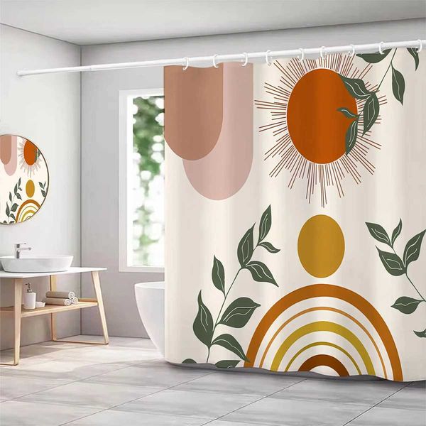 1pc Bohemian sun print shower curtain waterproof cloth bathroom thickened anti-mildew partition curtain bathroom curtain wa Y240815