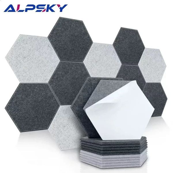 6Pcs Hexagon Polyester Wall Panels Soundproofing Sound Proof Self-adhesive Acoustic Panel Office Esports Room Nursery Wall Decor 250113