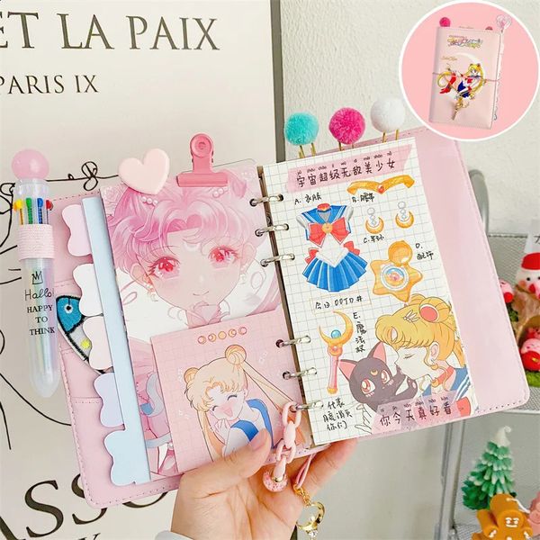 A6 Cute Binding Girl Heart Pendant Hand Sorting Ledger Gift Pack Set DIY Binding Notebook Diary Agenda Planner Paper Stationery 241203