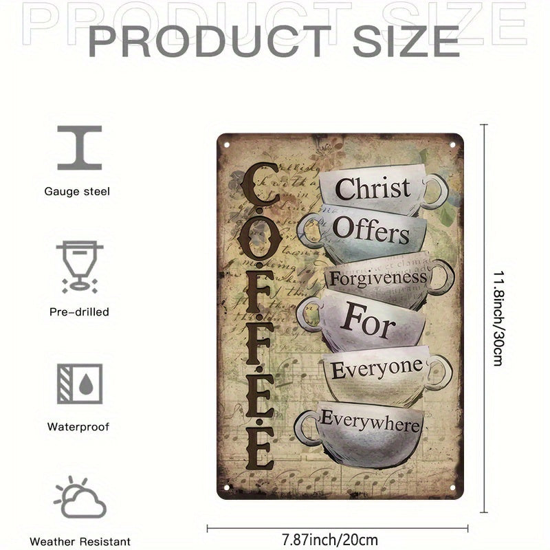 TEMU Rustic Vintage Coffee Metal Tin Sign - ' Offers For Everyone Everywhere' Inspirational Wall Decor With Tea Cup Design, Kitchen, Living Room, Or