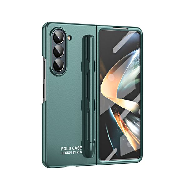 Matte Hard Cases For Samsung Galaxy Z Fold 5 Case Pen Slot With Screen Protector Cover