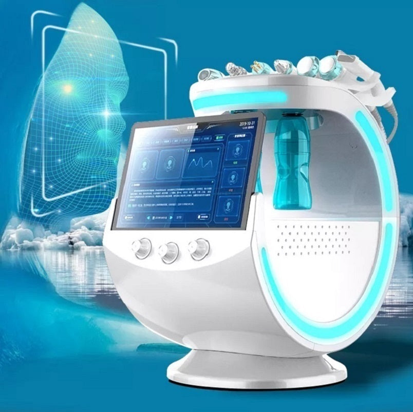Smart Ice Blue Magic Mirror Skin Analyzer Hydra Machine, 7-in-1 Ultrasound Skin Care, Aqua Peeling, and Hydra Dermabrasion for Comprehensive Skin Tr