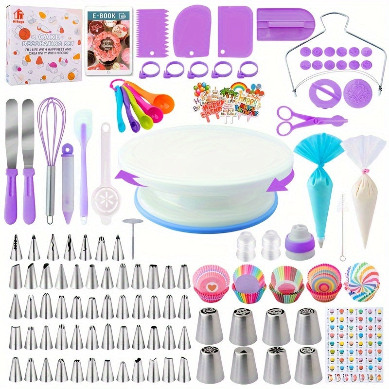 TEMU Cake Decorating Supplies Kit Tools 356pcs, Baking Accessories With Cake Turntable, Pastry Piping Bag, Piping Icing Tips For Beginners