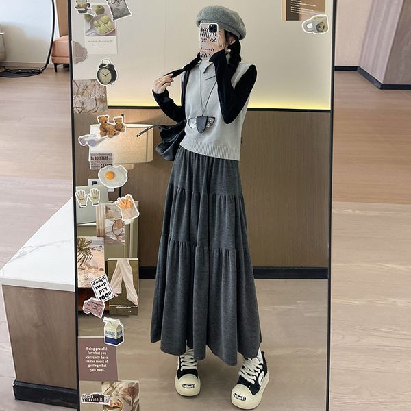 G95991 Skirt Women 25 years spring and autumn loose swing a-line cake skirt lazy soft and slim mid-length skirt