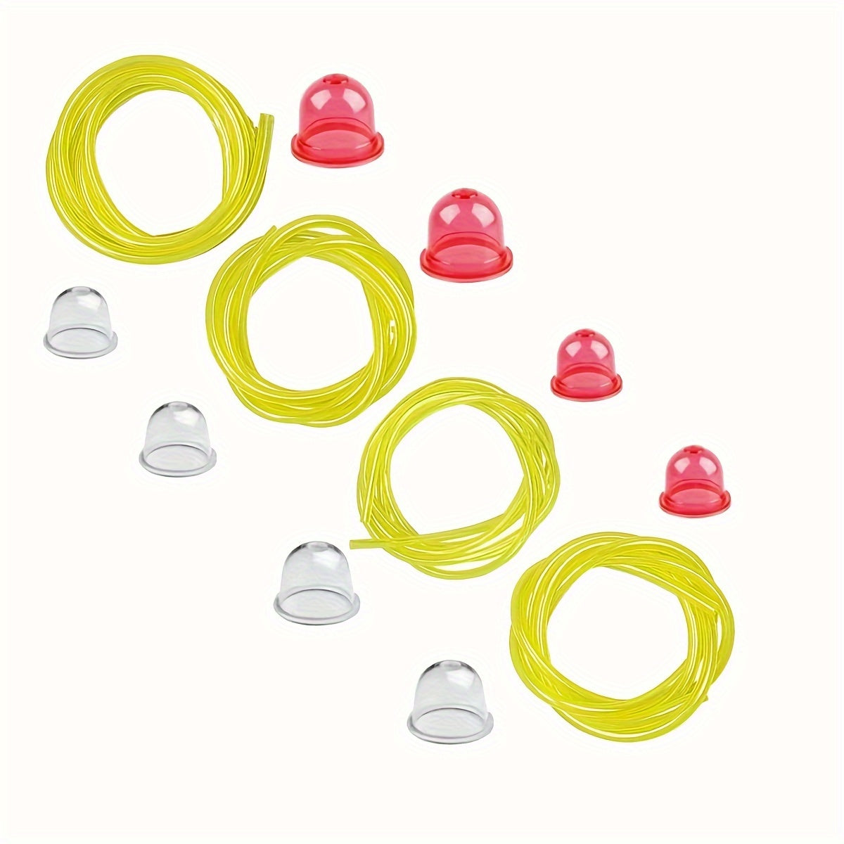 TEMU 12pcs Universal Fuel Line Hose Kit- Includes 4 Sizes Of Fuel Line, 4pcs Red Primer Bulb, 4pcs White Primer Bulb, High Parts For Chainsaws,