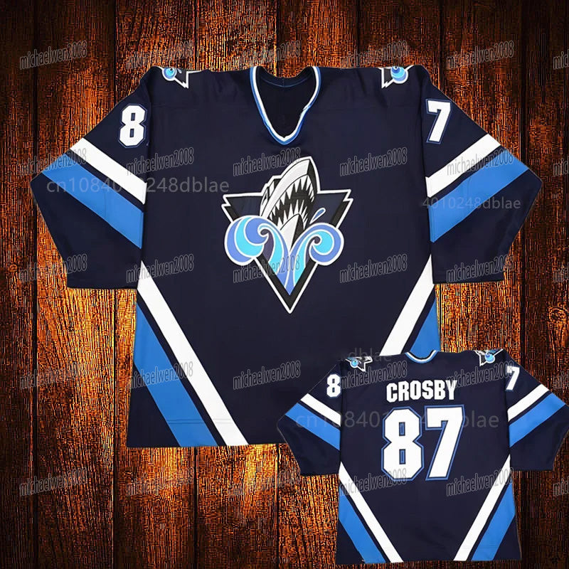 Personalized Custom Rimouski Oceanic Hockey Jersey 87 Sidney Crosby Number Embroidered Letter Number Design Polyester Men&#039;s Retro Classic Sport