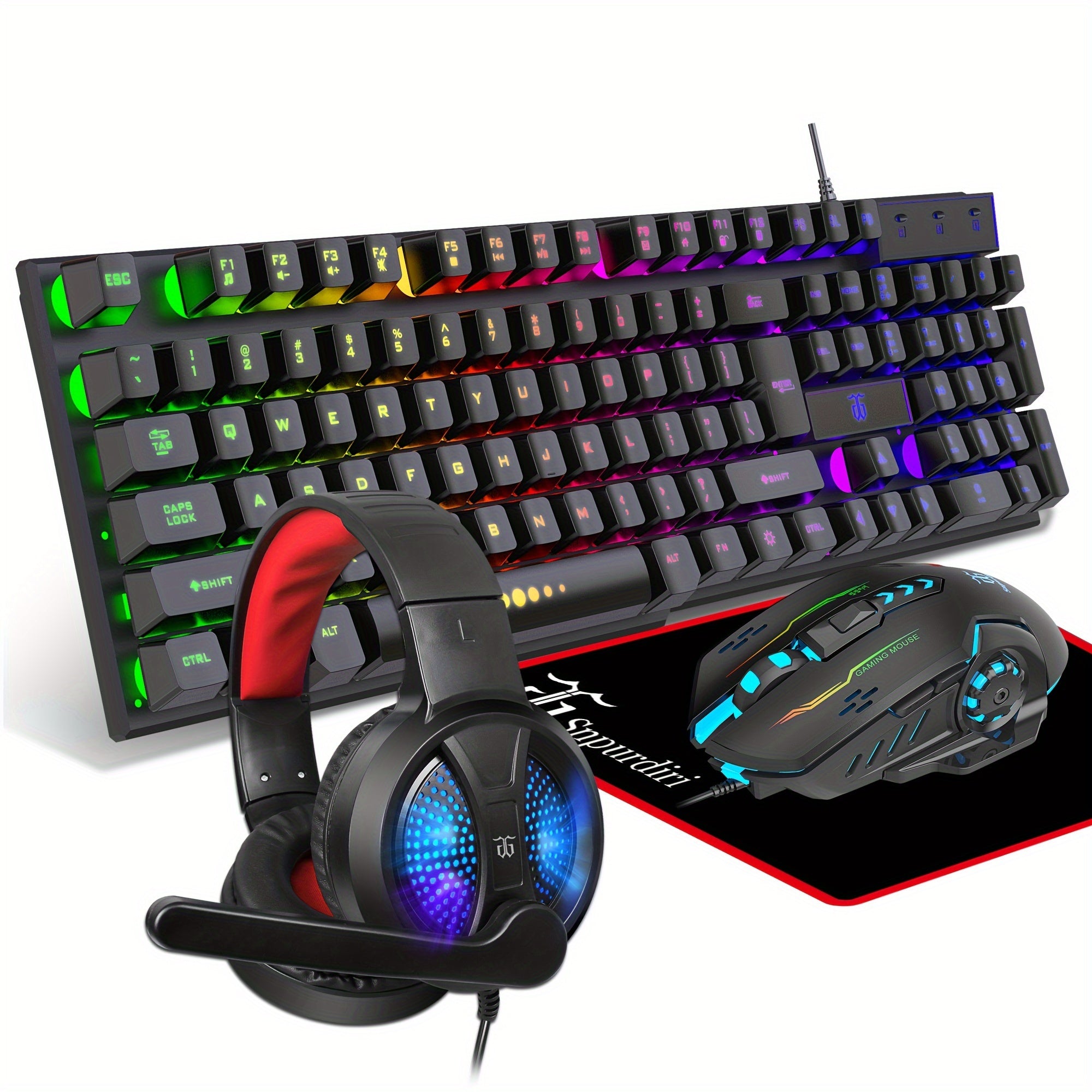TEMU Gaming Keyboard And Mouse, Headset, Mouse Pad, Combo For Pc Gamers And And Ps4 Users For Wired Use Only