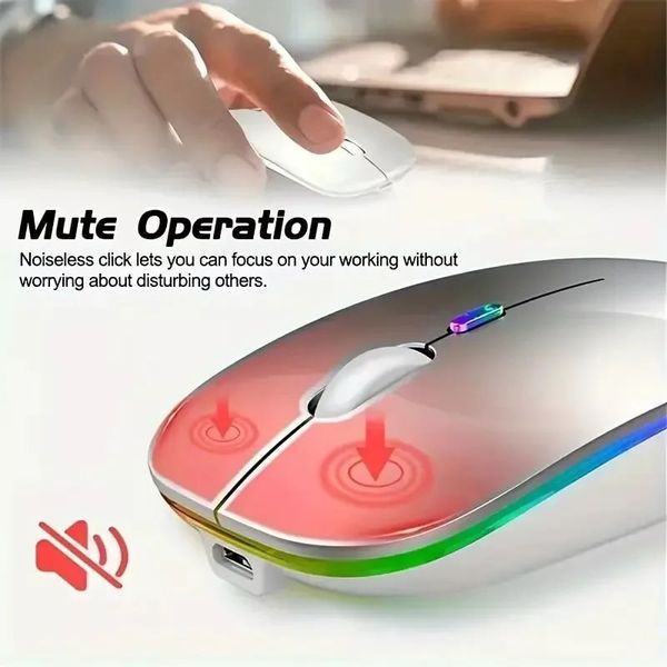 Wireless Mouse Rechargeable Optical Silent Mice USB For PC Laptop