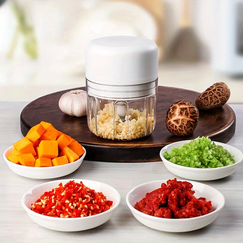 TEMU Electric Garlic Chopper, Mini Portable Veggie Chopper, 250ml Garlic Grinder Masher Onion Chopper, Blender To Vegetable, Wireless Food Processor