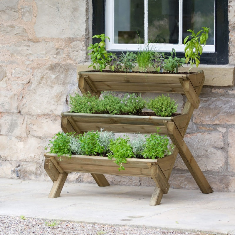 Zest Garden Stepped Wooden Herb Planter In Natural